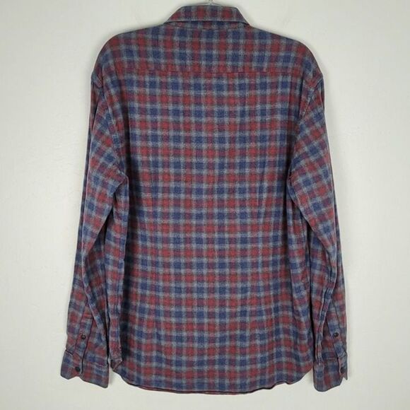 Culturata Size XL Plaid Button Up Shirt Long Sleeve Brushed Cotton Red Blue - Picture 4 of 12